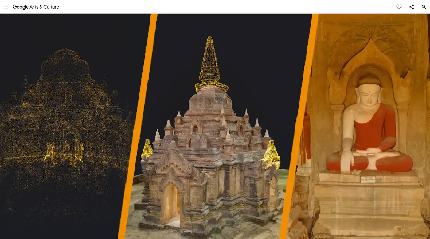 3D-Punktwolke eines historischen Geb&auml;udes mit Farbcodierung