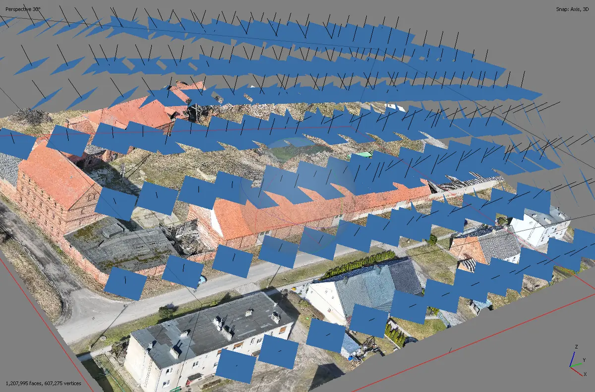 Kamerapositionen der Drohnenbefliegung – 260 Aufnahmen aus Luft- und Schrägperspektive