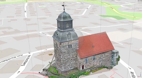 3D-Modell der Ev. Kirche Hohenkirchen, Ansicht schräg von oben
